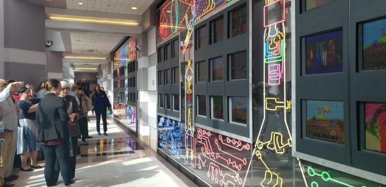 World Renowned Nam June Paik Structure Lights Up Trenton Building