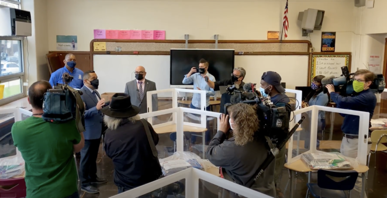 Trenton Public Schools Hosts Tour of COVID-19 Preparations for In-Person Learning