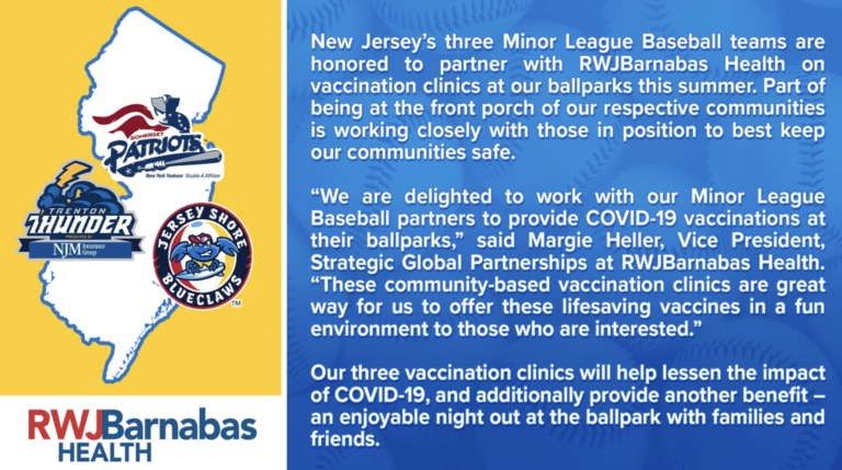 New Jersey’s MiLB Teams to Host Vaccination Clinics at Ballparks This Summer