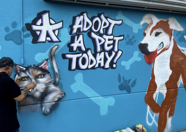 Painting with Pups at the new Trenton Animals Rock Mural