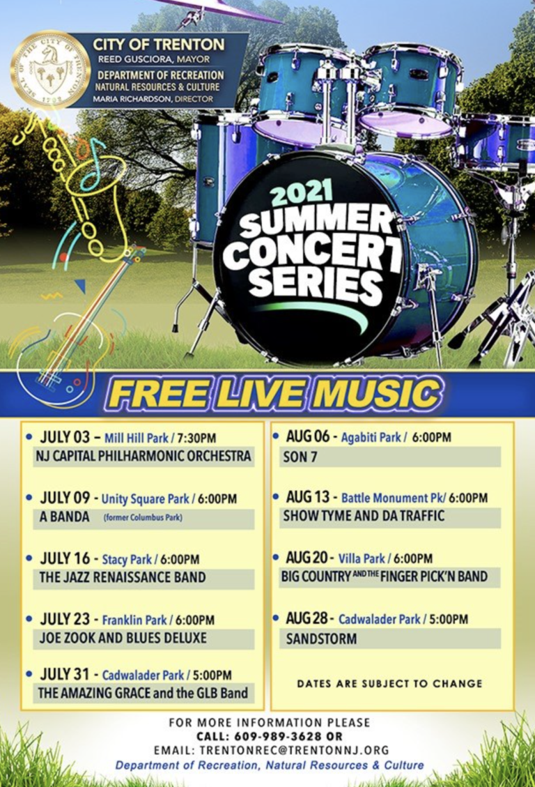 The City of Trenton’s 2021 Summer Concert Series offers Free Live Music