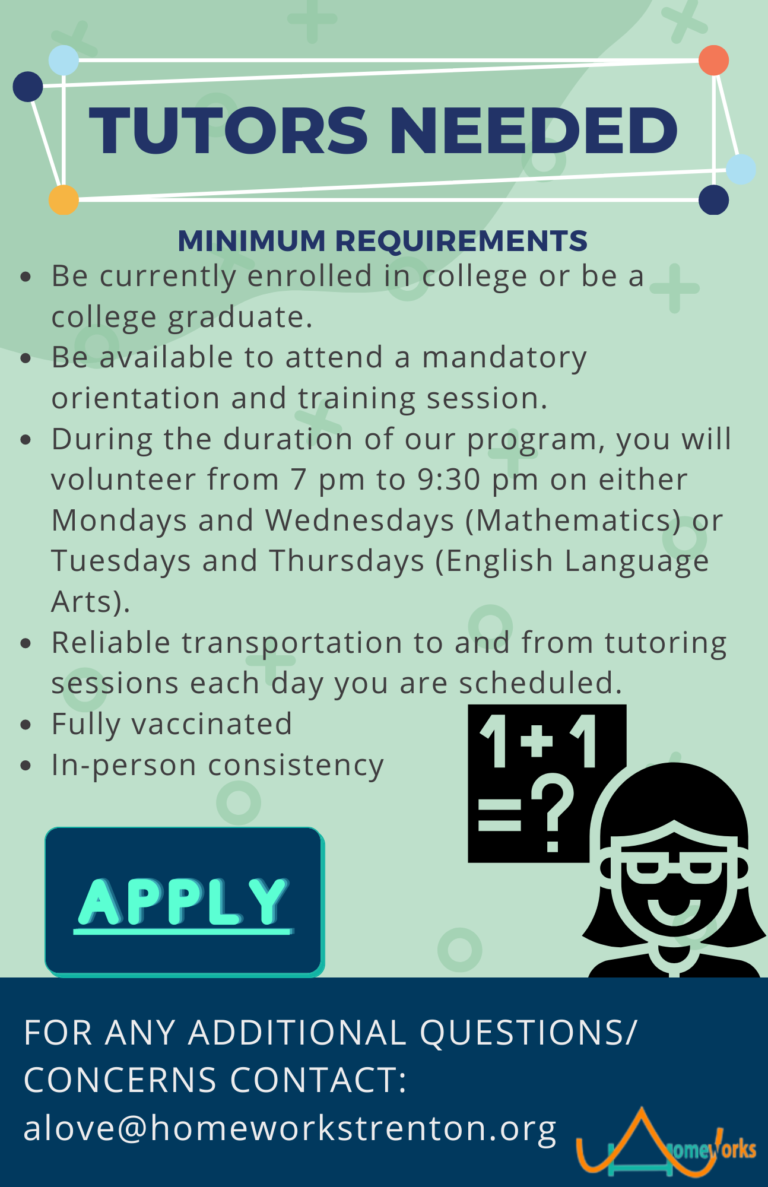 HomeWorks Trenton Looking for Tutors
