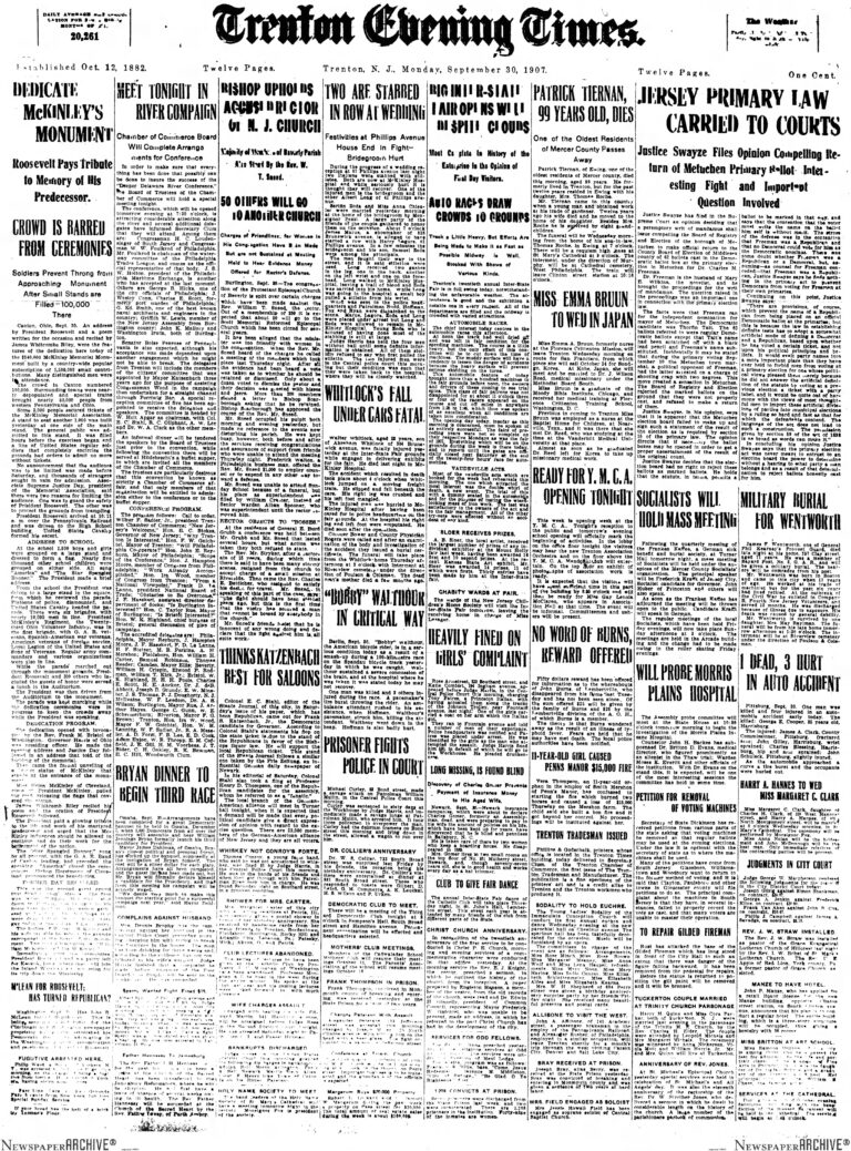 Historic Trenton’s Day in the Life: September 30, 1907