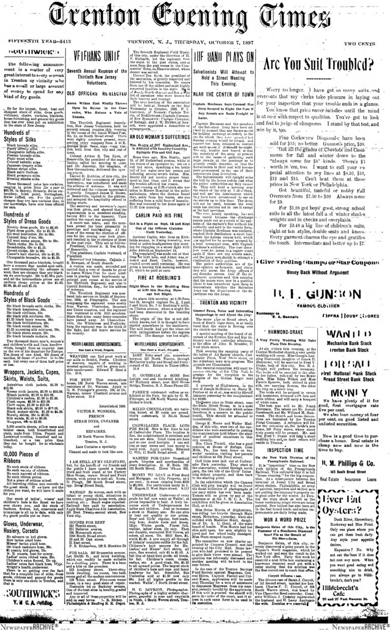 Historic Trenton’s Day in the Life: Oct 7th, 1897