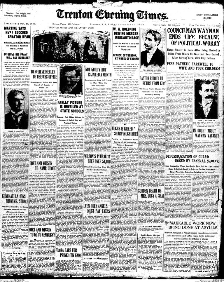 Historic Trenton’s Day in the Life; November 4, 1907