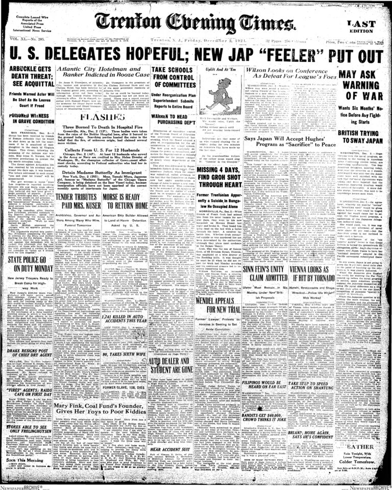 Historic Trenton’s Day in the Life: December 2, 1920