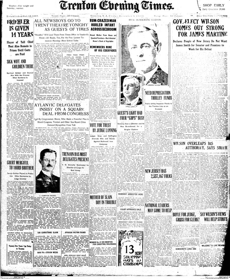 Historic Trenton’s Day in the Life: Friday, December 9th, 1910