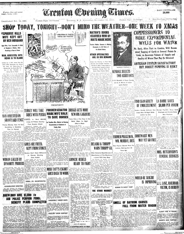Historic Trenton’s Day in the Life: Saturday, December 16, 1911