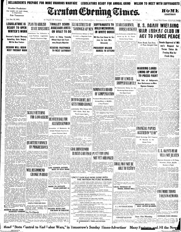 Historic Trenton’s Day in the Life: January 6th, 1917