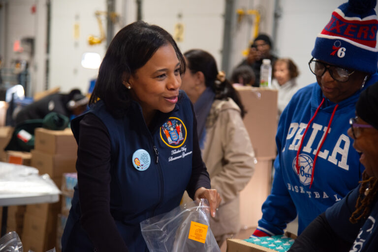 Trenton Youth & NJ Lt. Governor Tahesha Way Pack Food Donations at Mercer Street Friends for MLK Day of Service
